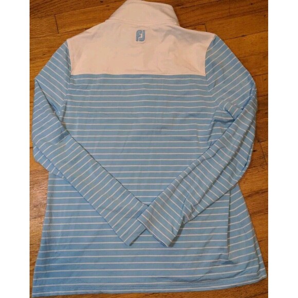 FootJoy Shirt Women's Large Golf Quarter Zip Pullover Baby Blue White Logo EUC - Picture 8 of 10